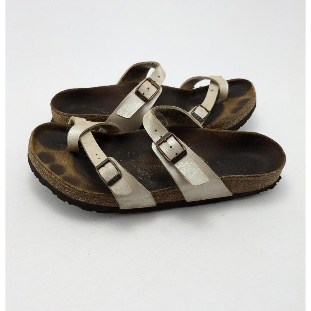 Unisex Birkenstock Mayari 260 Toe Loop Beige Beach Leather Sandals Size 7M 9W